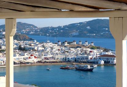 Mykonos,vue de l 'hôtel Voyage dans les Cyclade de Christine