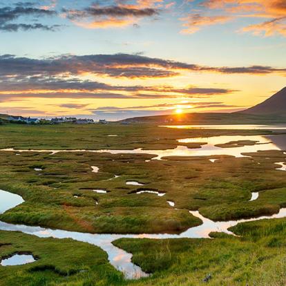 Sunset Across The Salt Marsh At Northton A Découvrir en Ecosse - Lewis et Harris
