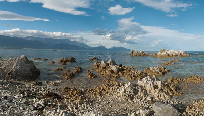 Le Sel Marin et les Monts Enneigés de Kaikoura
