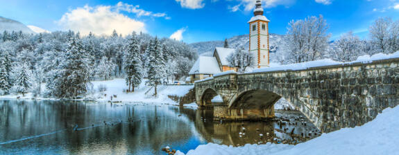 Voyage en Slovénie - Le Lac de Bohinj sous la neige